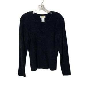 Vintage Talbots Women’s Black Long Sleeve Ribbed Knit Crew Neck Sweater Size M
